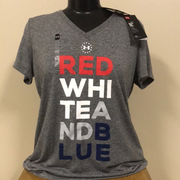 under armour red white and blue shirt